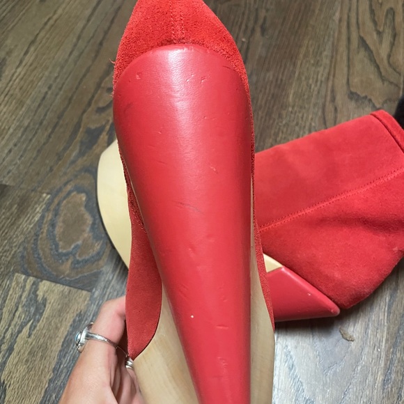 Red Wedge Booties - Picture 4 of 6